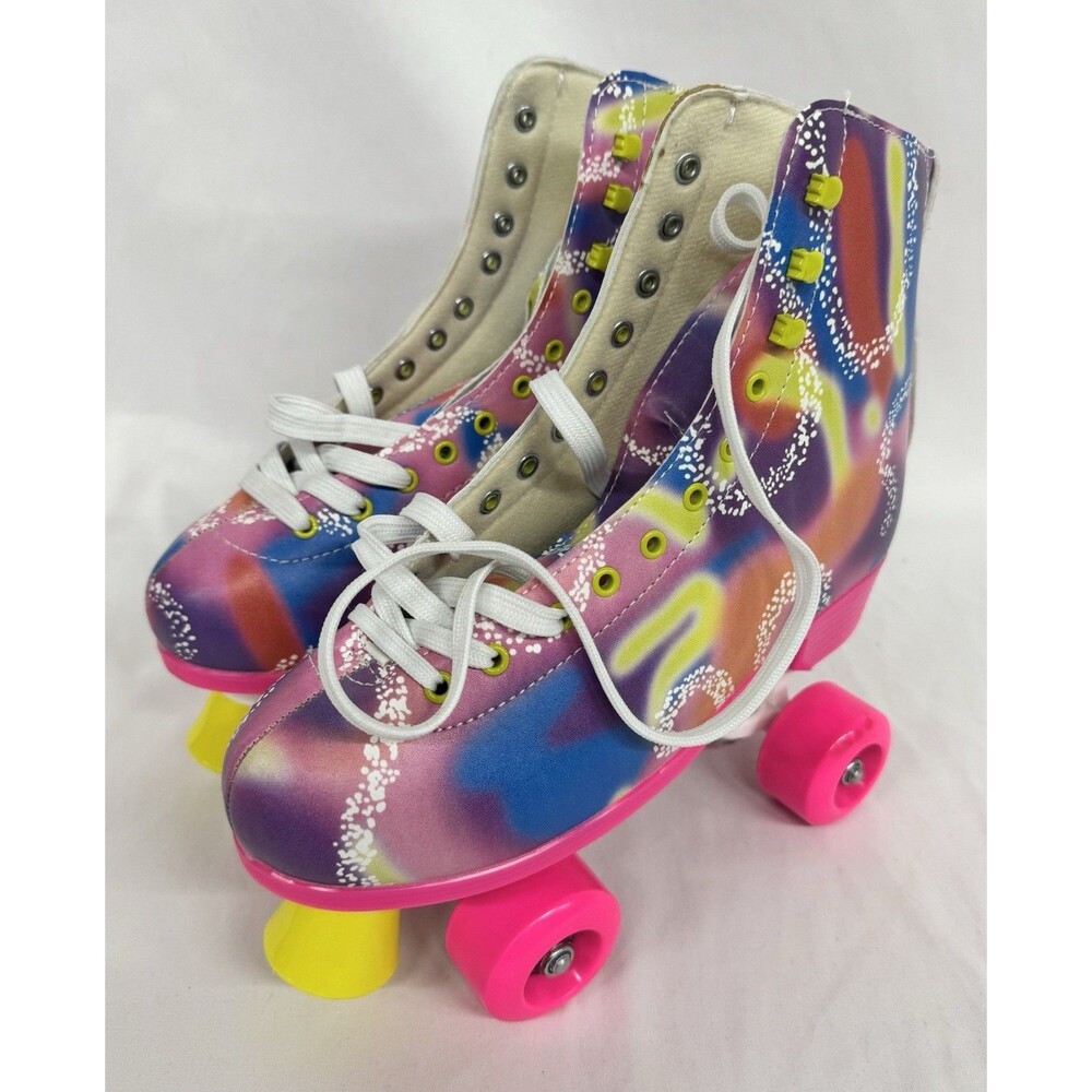 Quad Roller Skates Retro Pink & Purple Sole Mates Lace Up Size Large 9/10 New